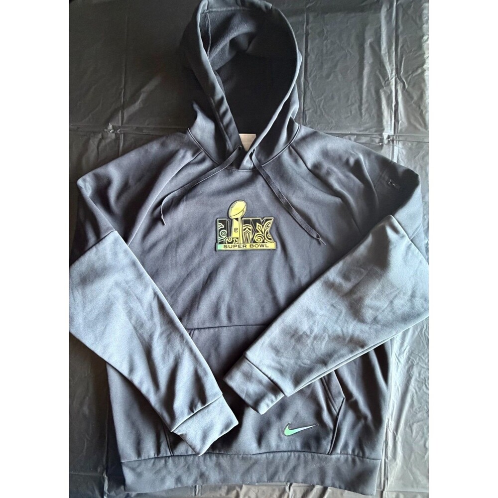 Nike NFL Super Bowl LIX Therma-FIT Hoodie Black Men's Medium Chiefs Eagles